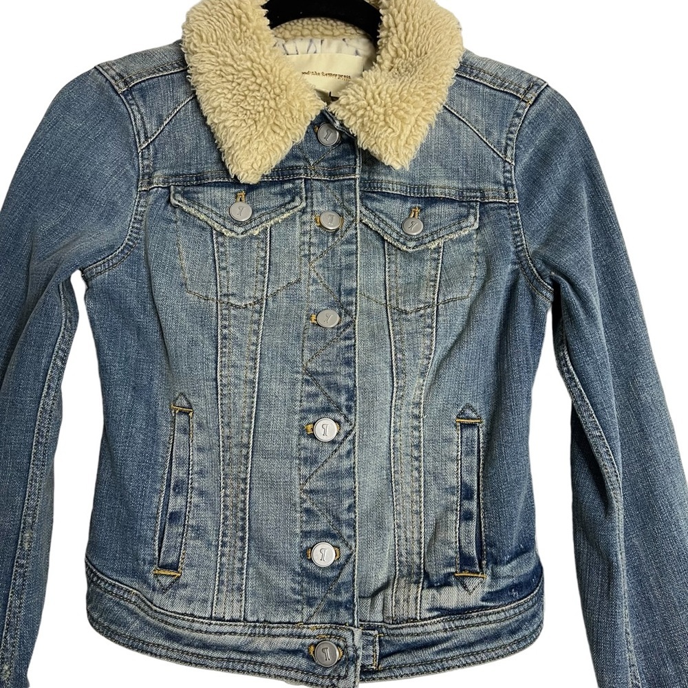 Anthropologie Pilcro And The Letterpress Jean‎ Jacket with Faux Fur Collar